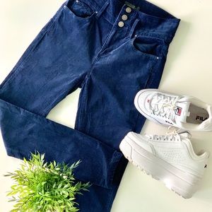 ANN TAYLOR Mid-Waisted Blue Suede Fabric Pants